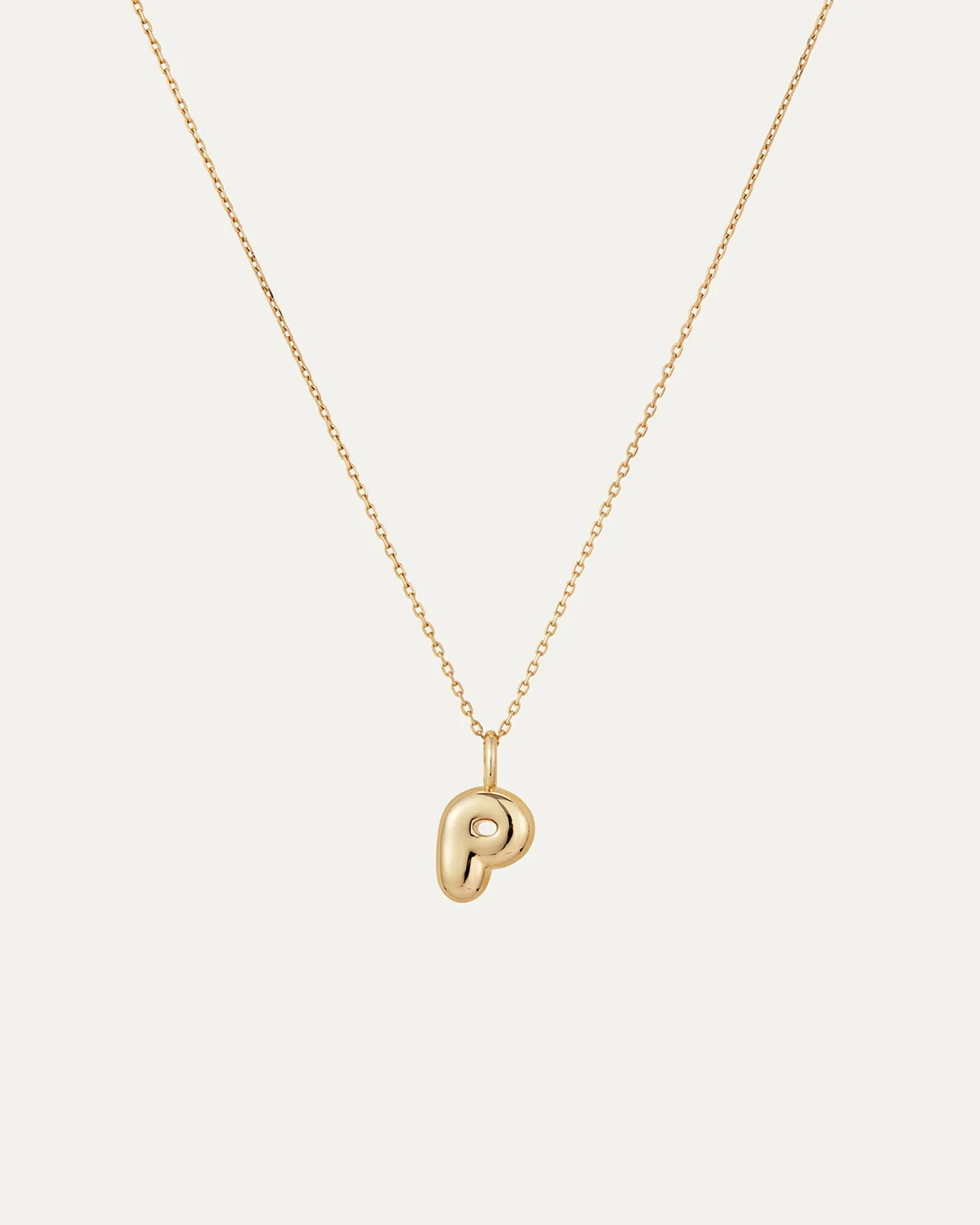 14K Gold Bubble Letter Necklace - P sold by JENNY BIRD