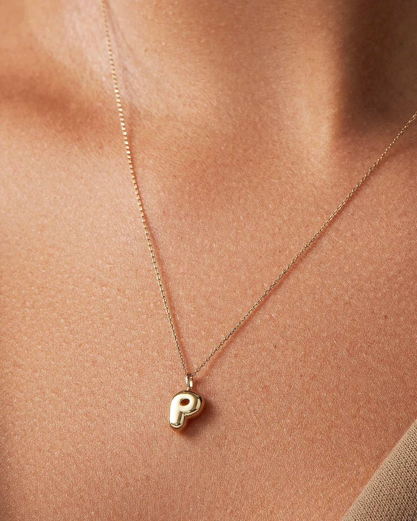 14K Gold Bubble Letter Necklace - P sold by JENNY BIRD product image thumbnail 4