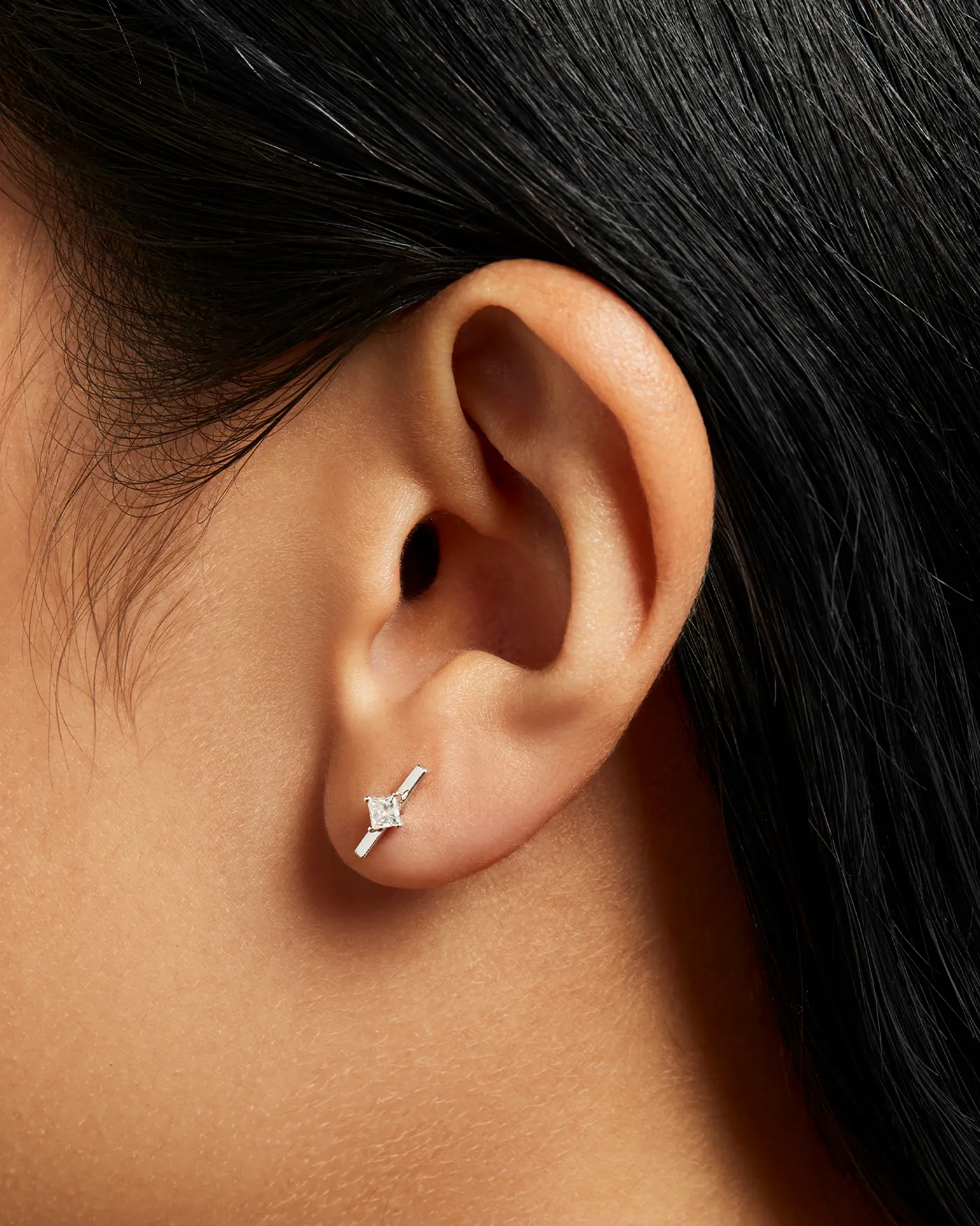 14K White Gold Lab Grown Diamond Bar Stud Earrings sold by JENNY BIRD product image thumbnail 2