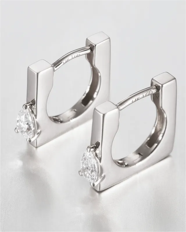 14K White Gold Lab Grown Diamond Huggie Earrings sold by JENNY BIRD