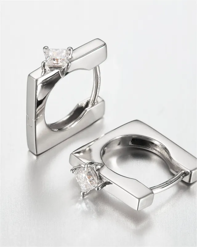 14K White Gold Lab Grown Diamond Huggie Earrings sold by JENNY BIRD
