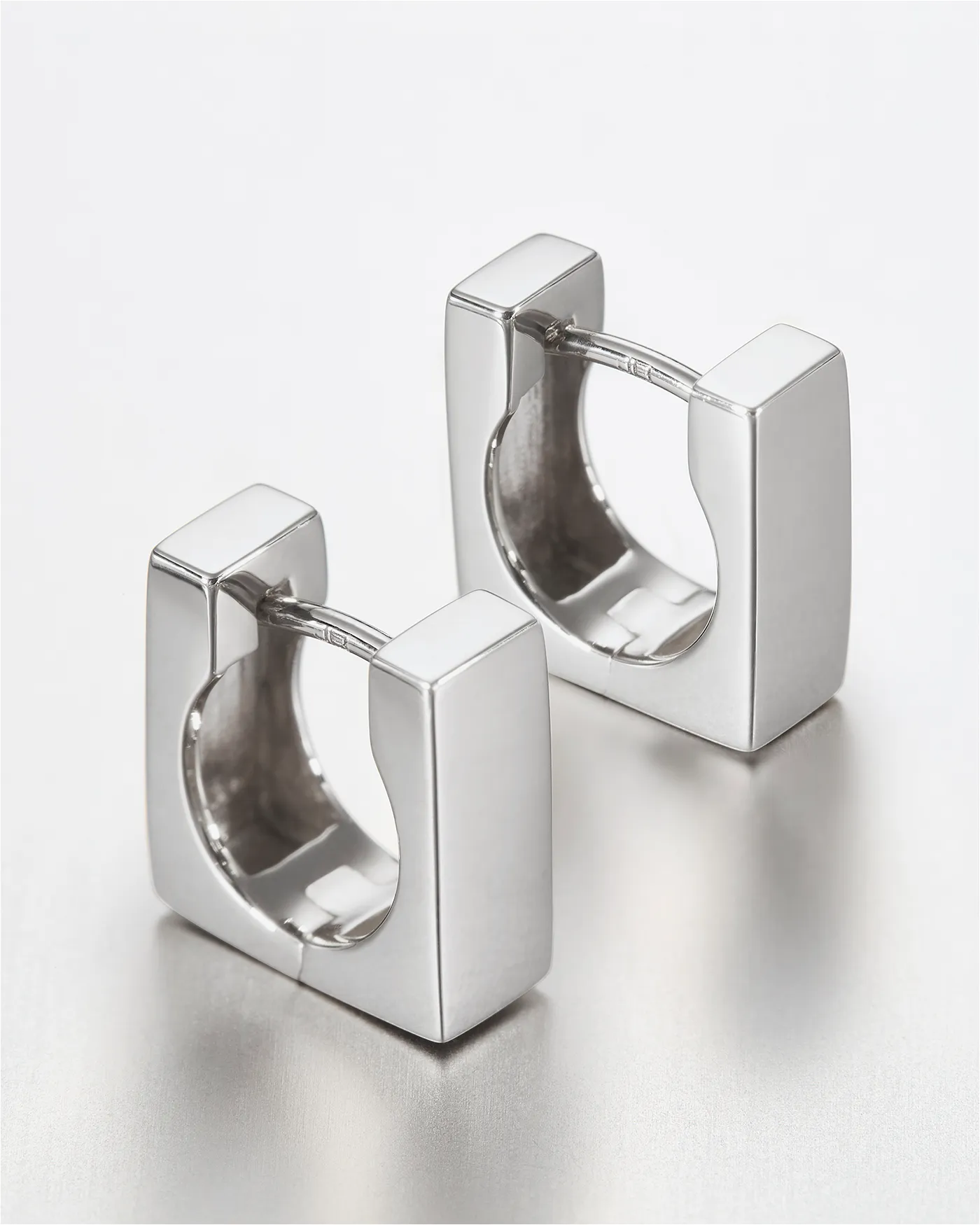 14K White Gold Square Huggie Earrings sold by JENNY BIRD