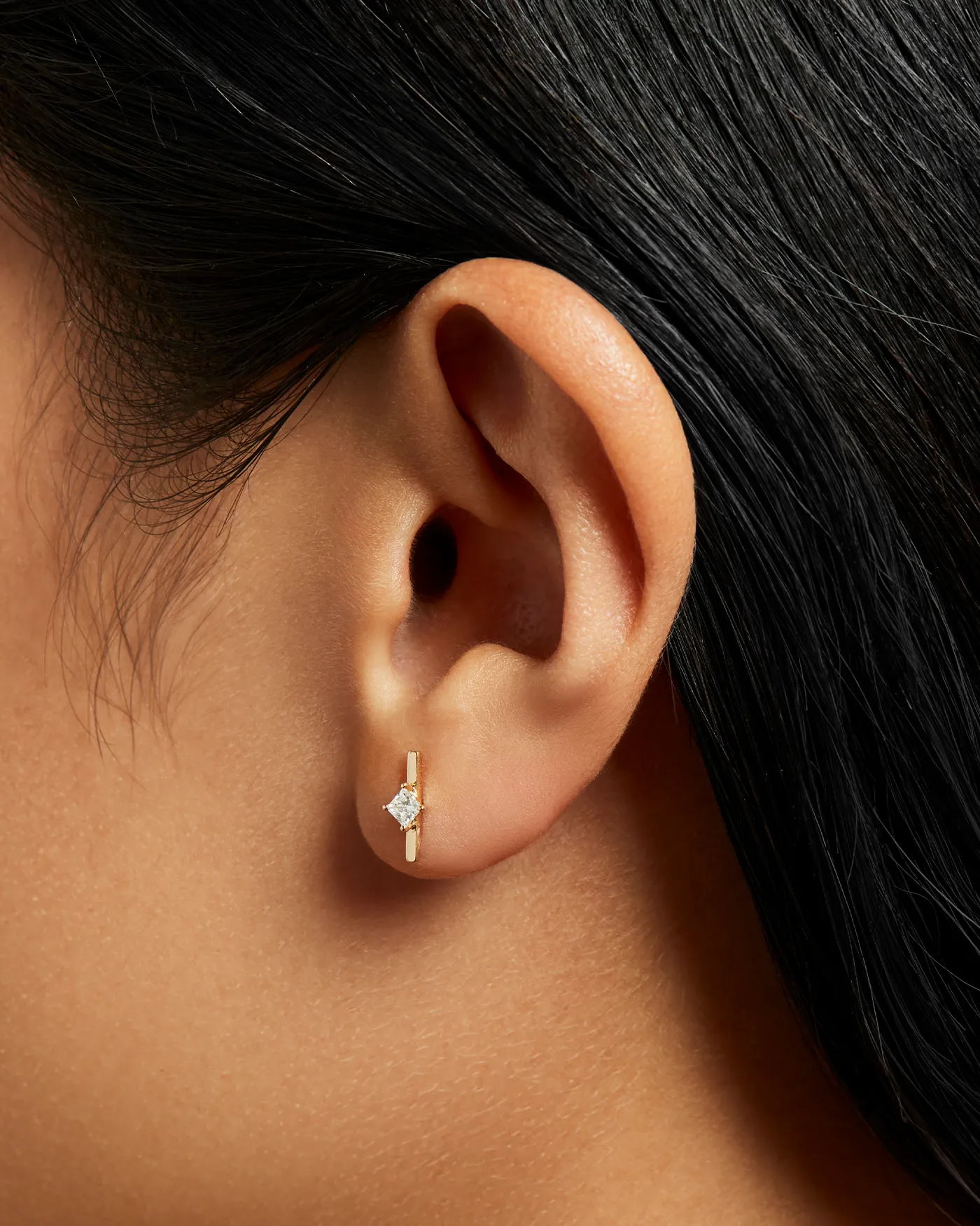 14K Gold Lab Grown Diamond Bar Stud Earrings sold by JENNY BIRD product image thumbnail 4