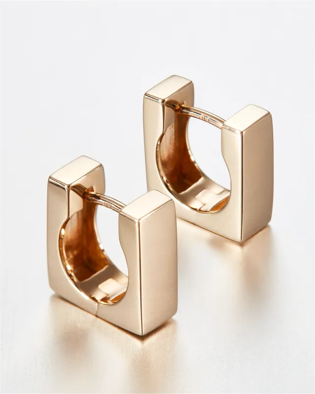 14K Gold Square Huggie Earrings sold by JENNY BIRD