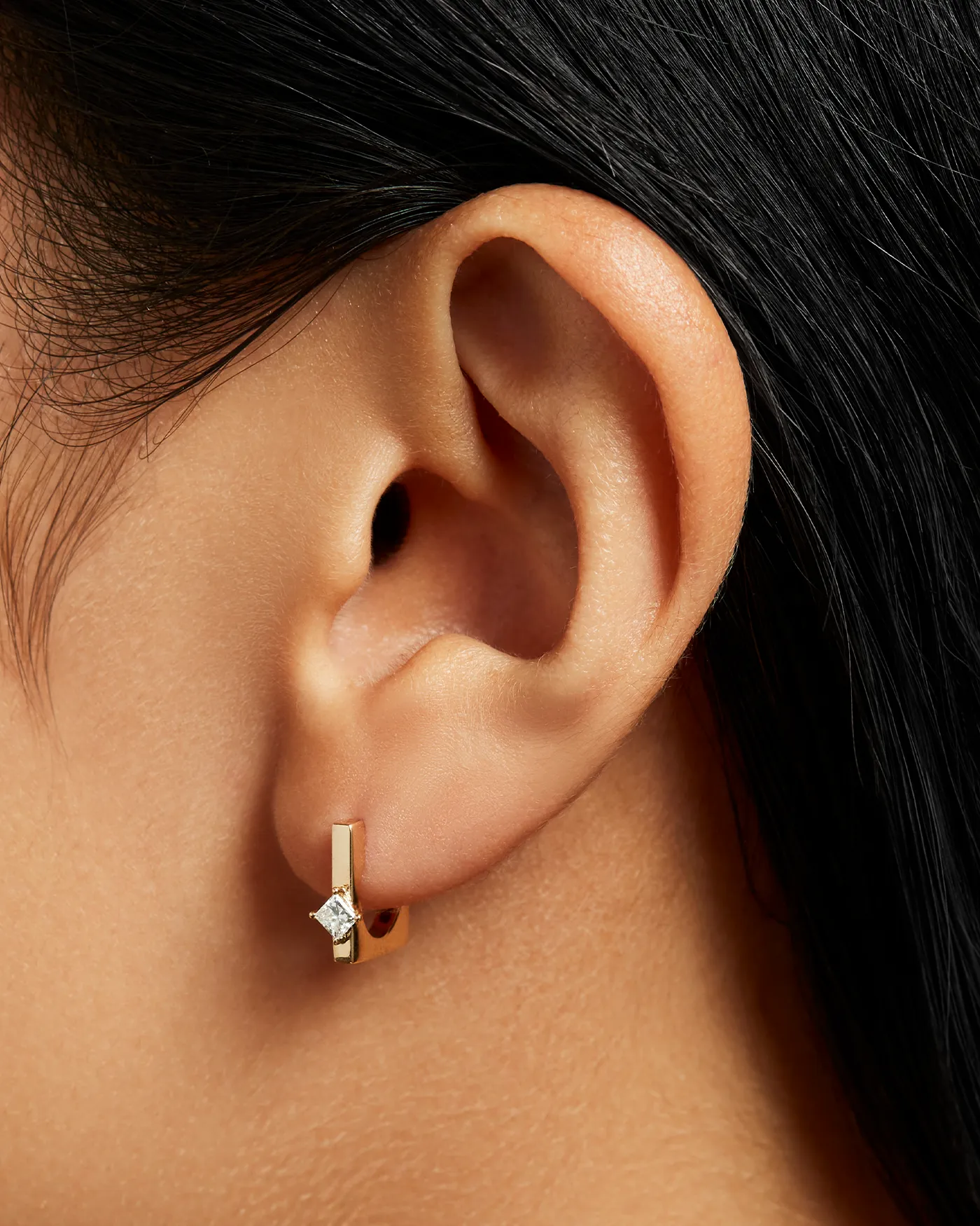 14K Gold Lab Grown Diamond Huggie Earrings sold by JENNY BIRD product image thumbnail 2