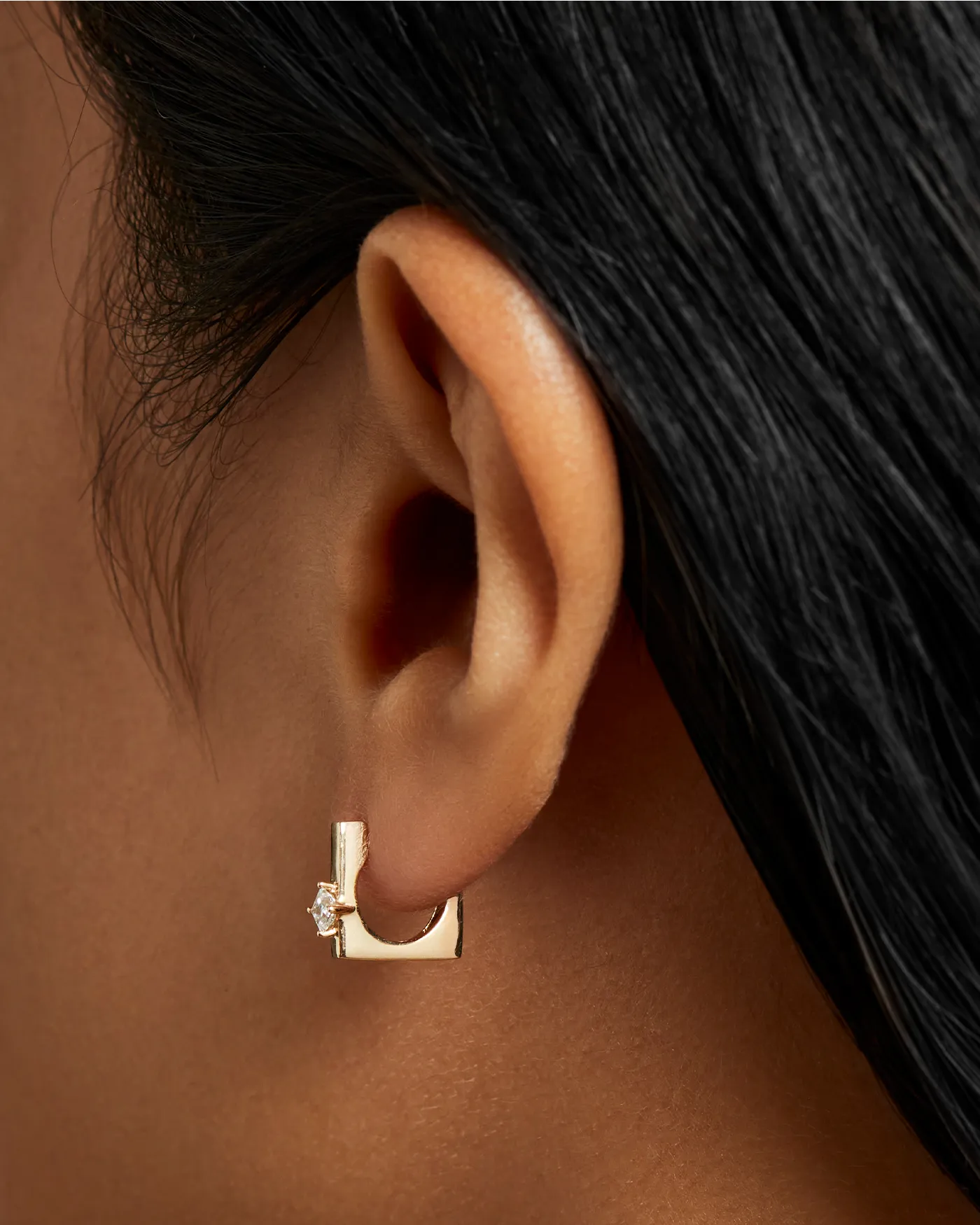 14K Gold Lab Grown Diamond Huggie Earrings sold by JENNY BIRD product image thumbnail 4