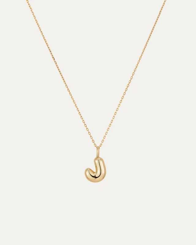 14K Gold Bubble Letter Necklace - J sold by JENNY BIRD