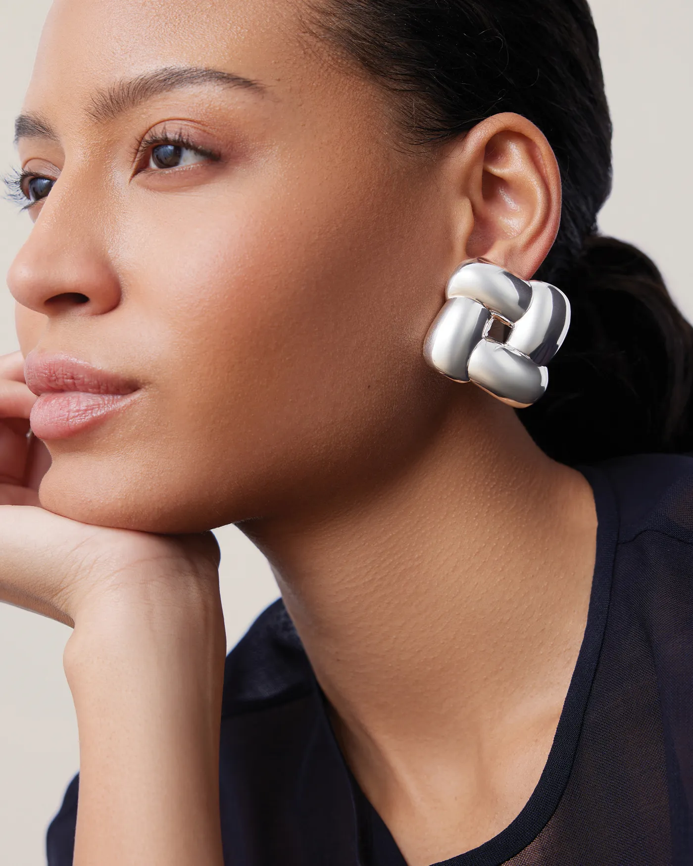 Mega Woven Square Earrings sold by JENNY BIRD product image thumbnail 4