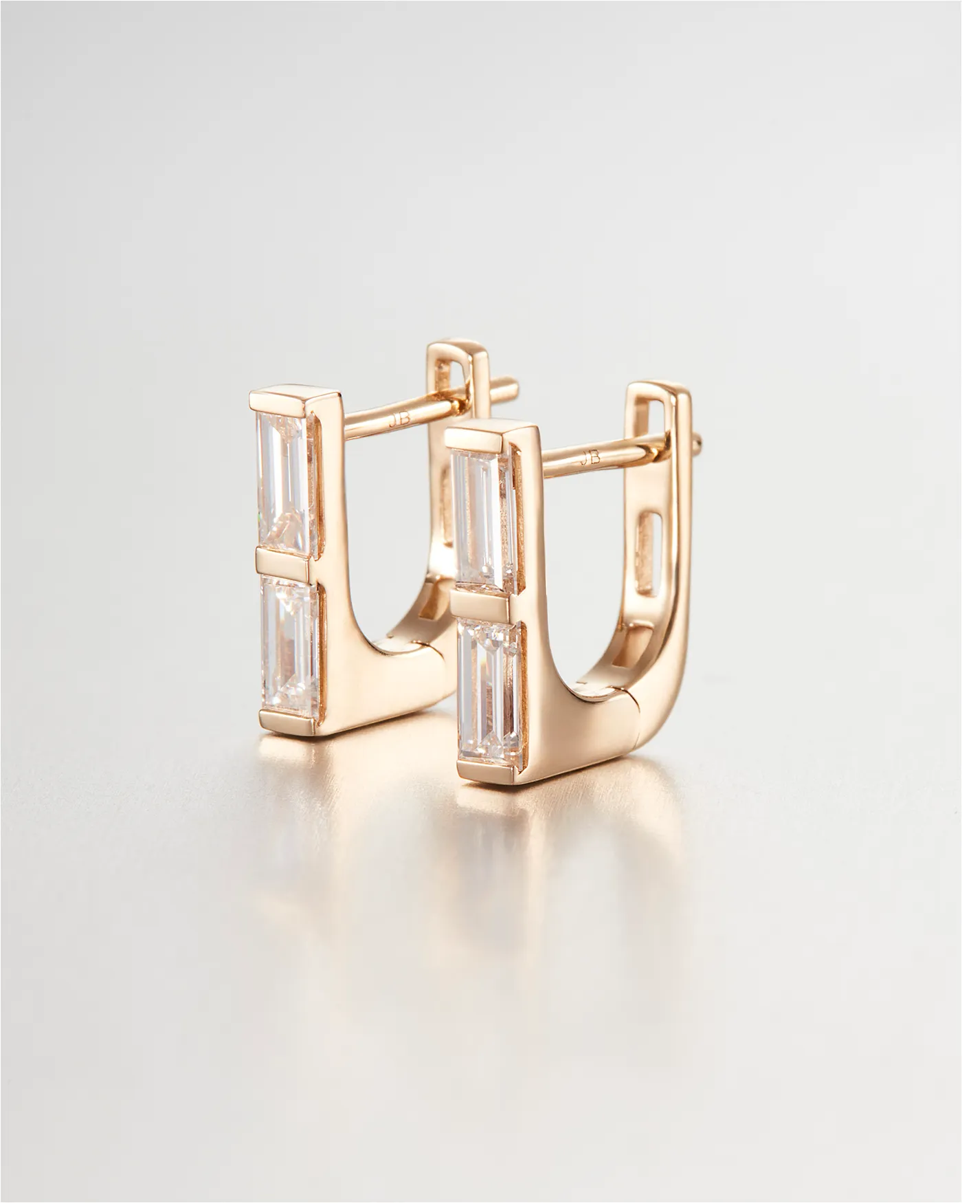 14K Gold Lab Grown Diamond Stacked Baguette Huggie Earrings - 0.60 CTW sold by JENNY BIRD product image thumbnail 3
