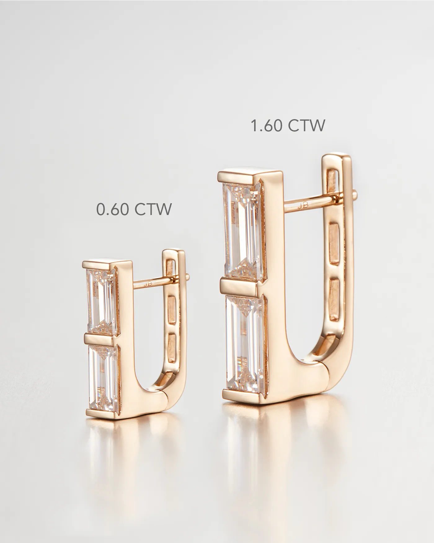 14K Gold Lab Grown Diamond Stacked Baguette Huggie Earrings - 0.60 CTW sold by JENNY BIRD product image thumbnail 4