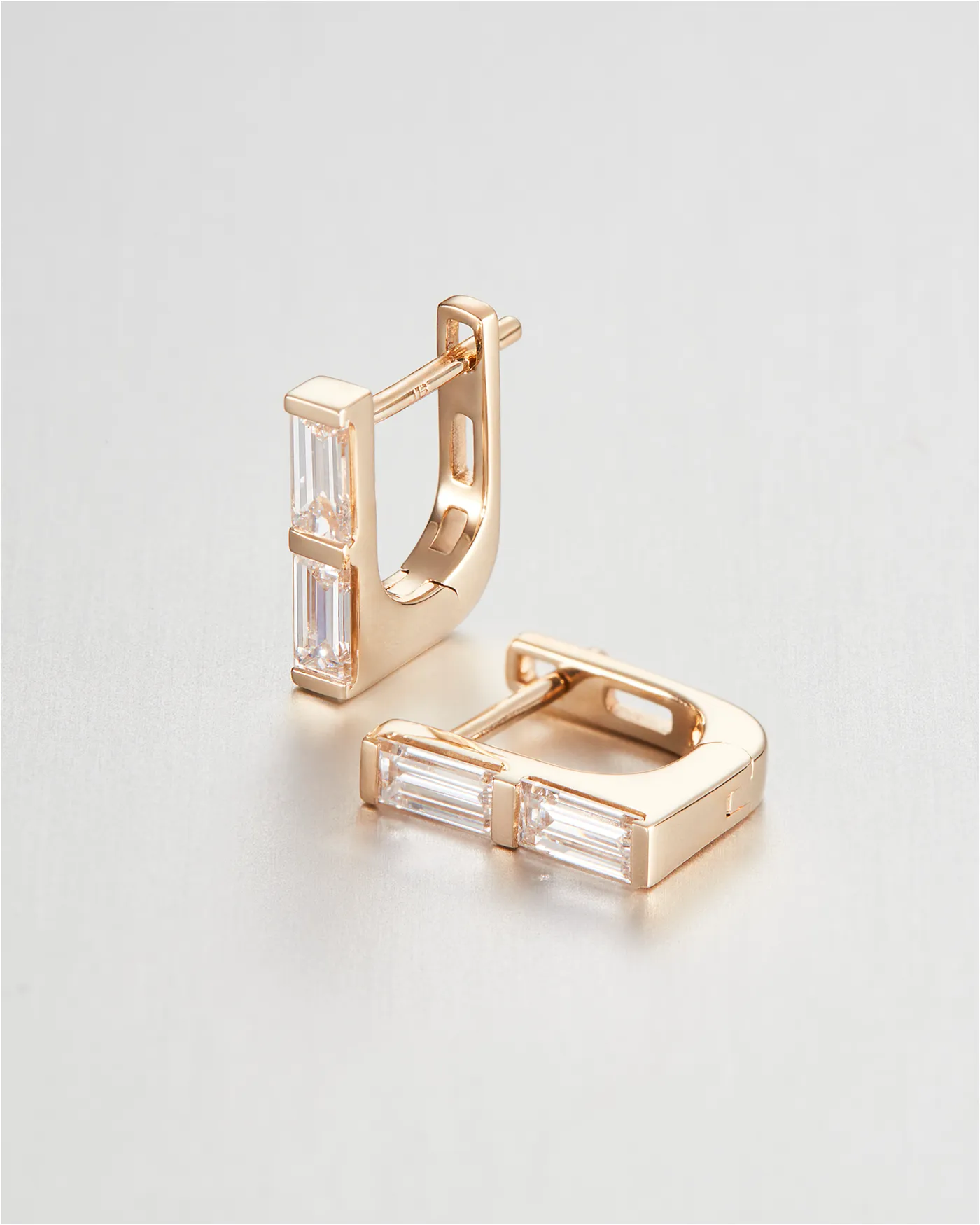 14K Gold Lab Grown Diamond Stacked Baguette Huggie Earrings - 0.60 CTW sold by JENNY BIRD