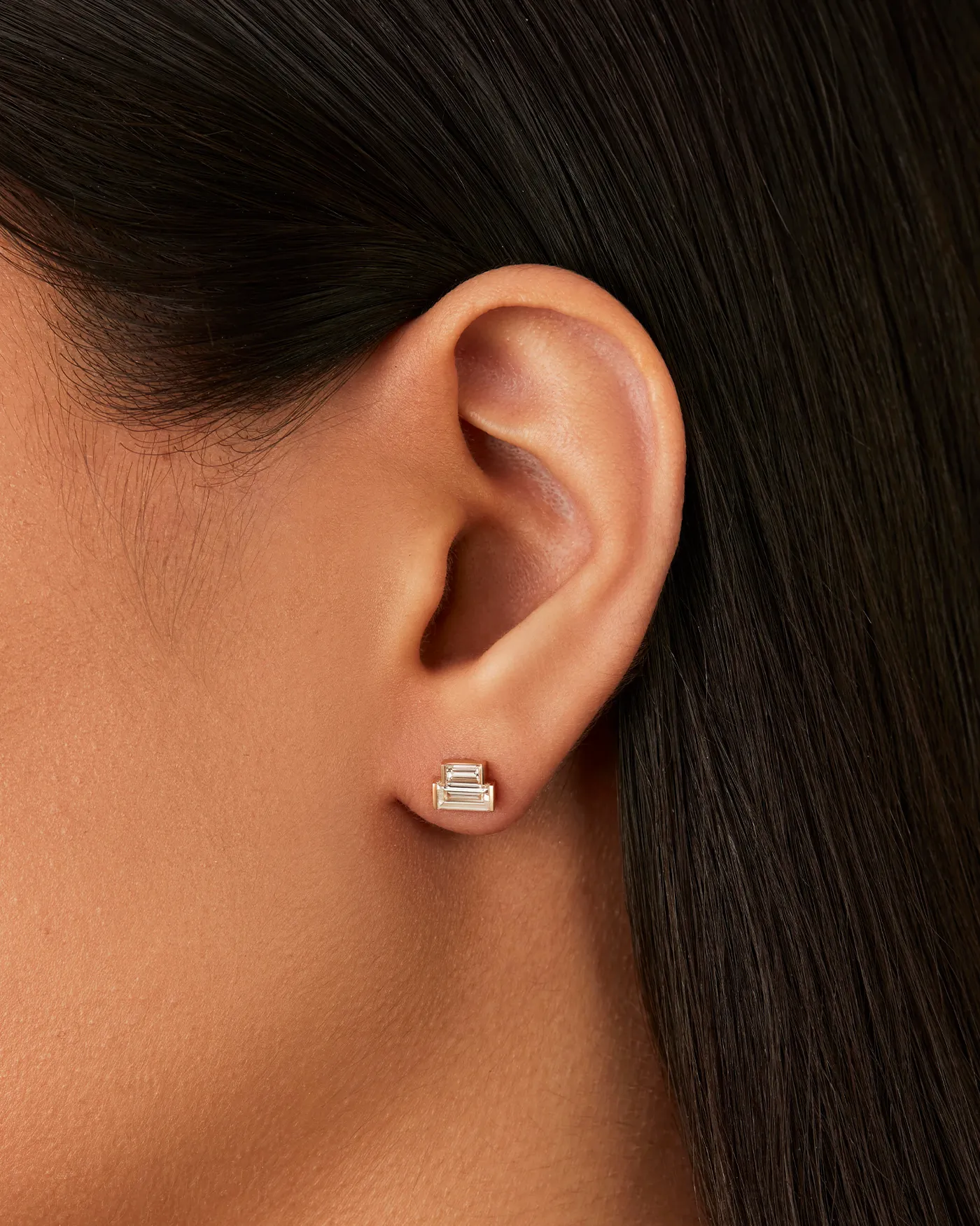 10K Gold Lab Grown Diamond Stacked Baguette Studs - 1.0 CTW sold by JENNY BIRD product image thumbnail 2