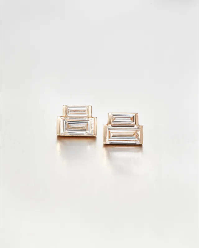 14K Gold Lab Grown Diamond Stacked Baguette Studs - 0.70 CTW made by JENNY BIRD