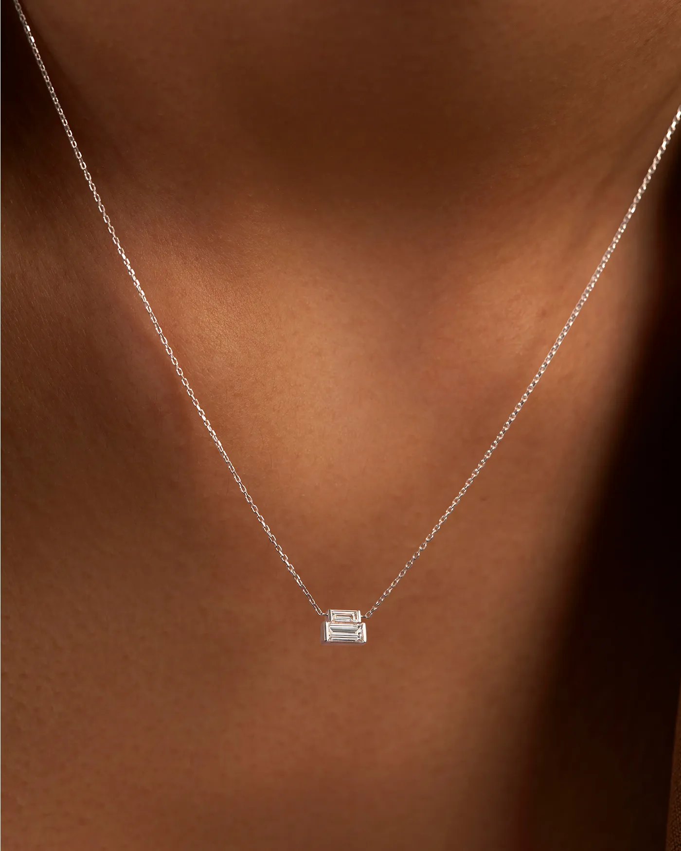 10K White Gold Lab Grown Diamond Stacked Baguette Necklace - 0.50 CTW sold by JENNY BIRD product image thumbnail 4
