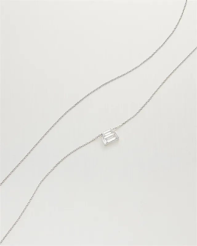 10K White Gold Lab Grown Diamond Stacked Baguette Necklace - 0.50 CTW made by JENNY BIRD