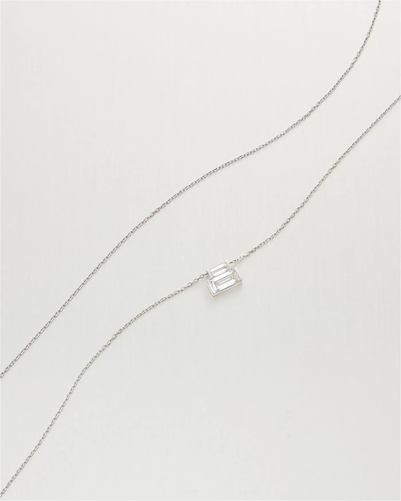 10K White Gold Lab Grown Diamond Stacked Baguette Necklace - 0.50 CTW sold by JENNY BIRD