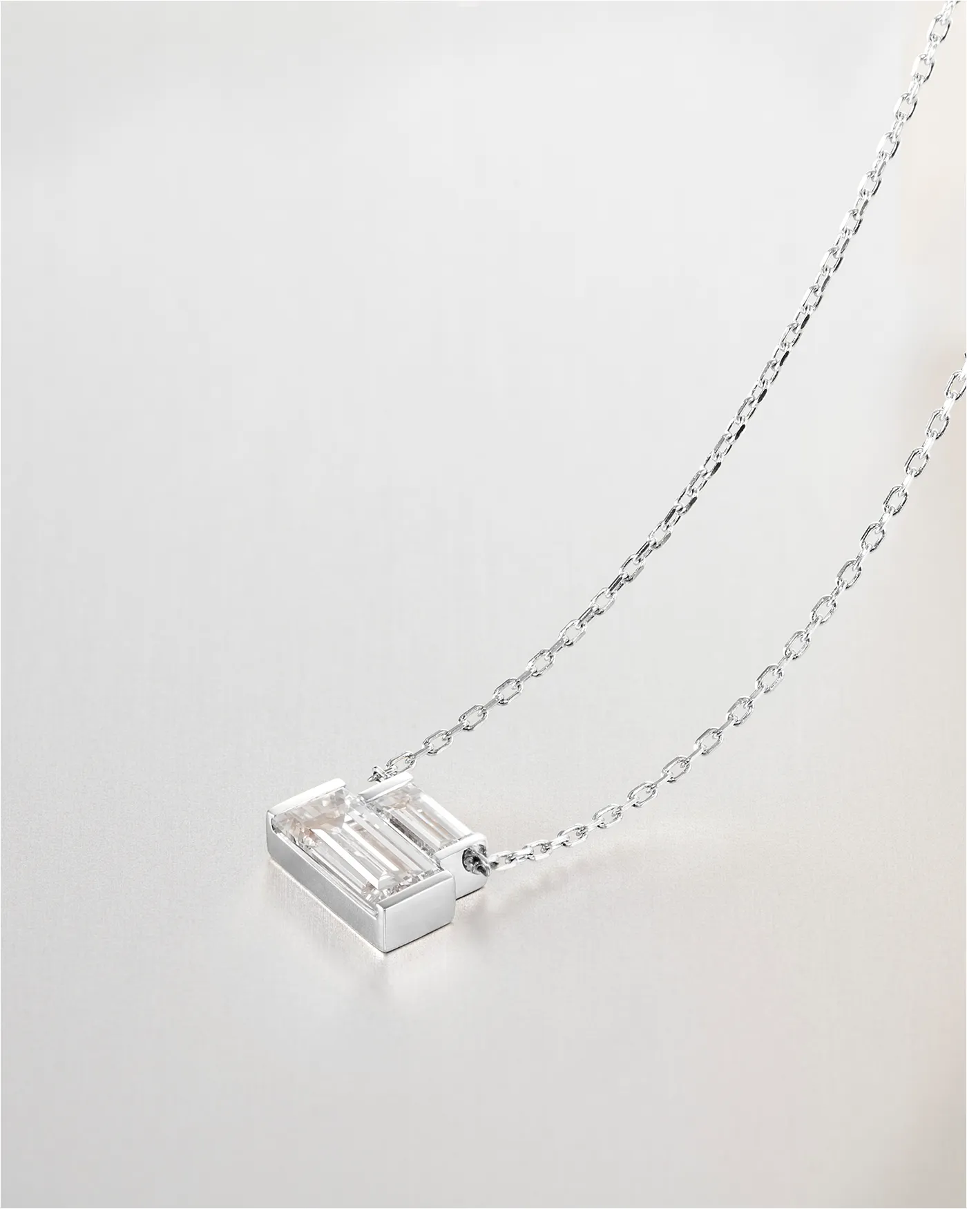 10K White Gold Lab Grown Diamond Stacked Baguette Necklace - 0.50 CTW sold by JENNY BIRD product image thumbnail 3