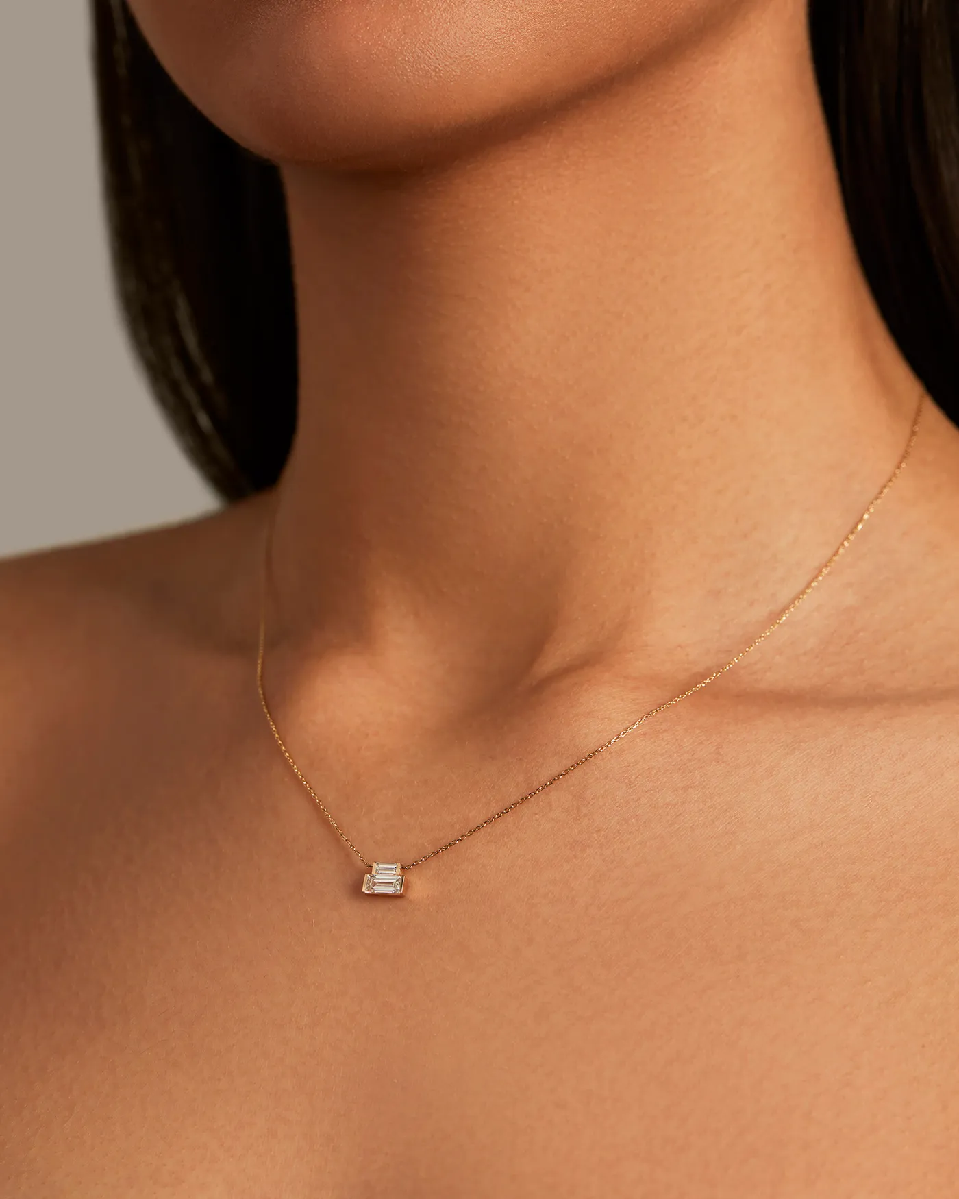 14K Gold Lab Grown Diamond Stacked Baguette Necklace - 0.50 CTW sold by JENNY BIRD product image thumbnail 2