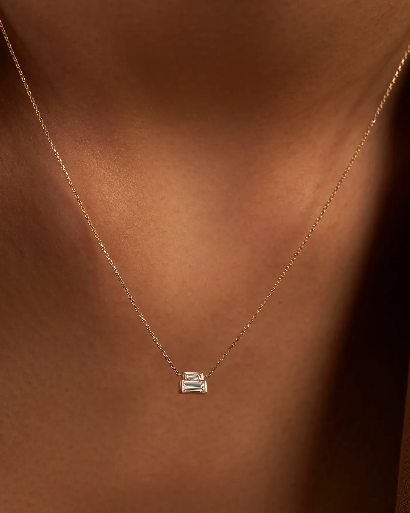 14K Gold Lab Grown Diamond Stacked Baguette Necklace - 0.50 CTW sold by JENNY BIRD product image thumbnail 4
