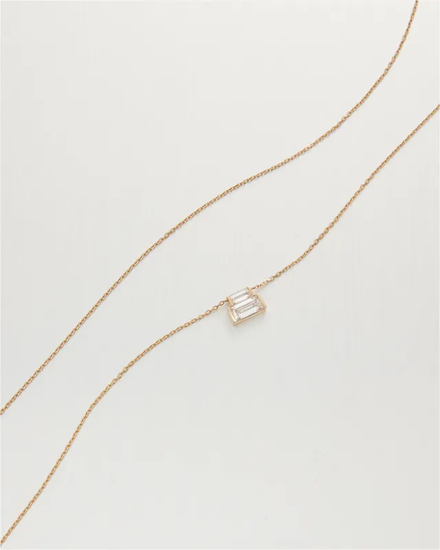 14K Gold Lab Grown Diamond Stacked Baguette Necklace - 0.50 CTW made by JENNY BIRD