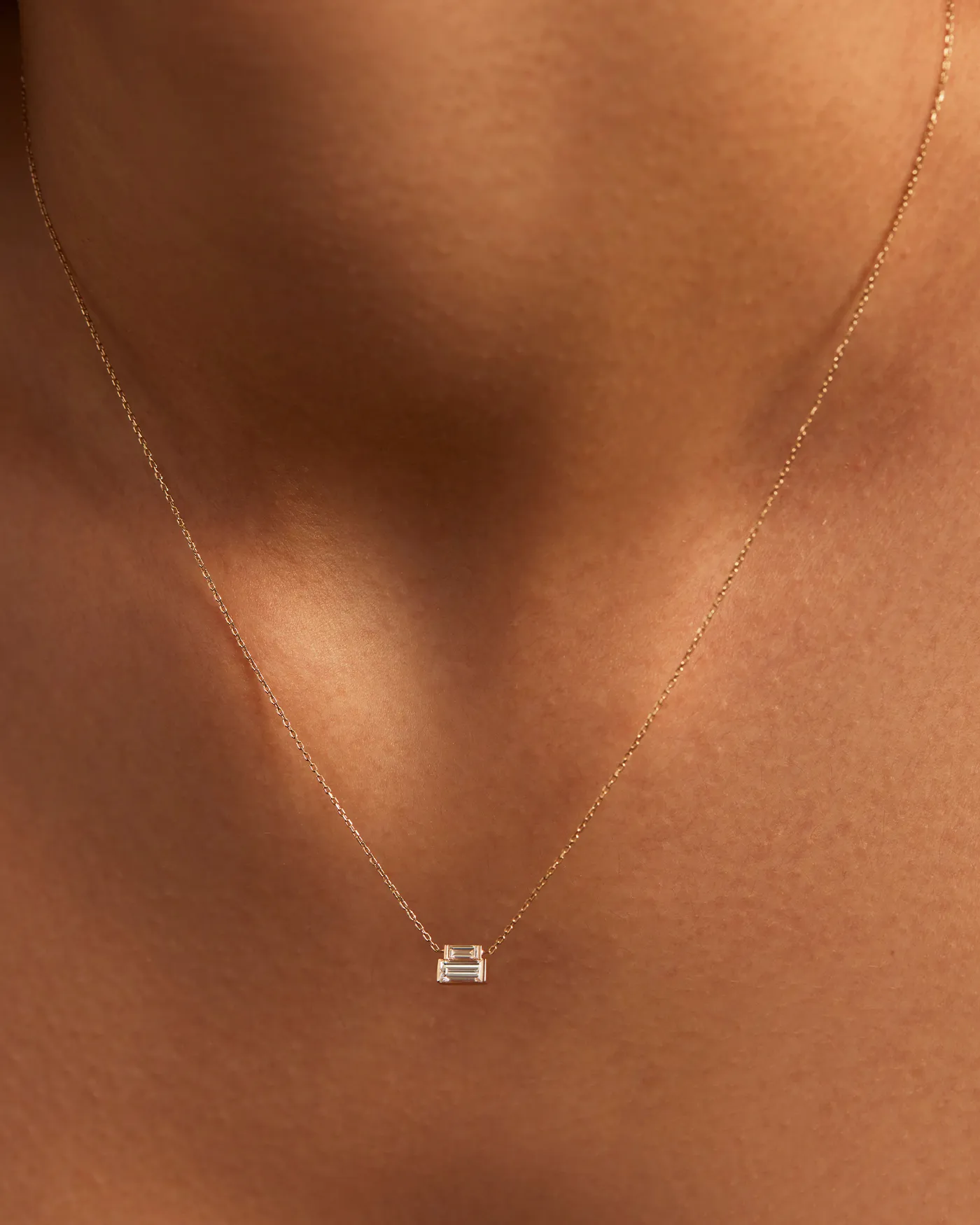 14K Gold Lab Grown Diamond Stacked Baguette Necklace - 0.30 CTW sold by JENNY BIRD product image thumbnail 4