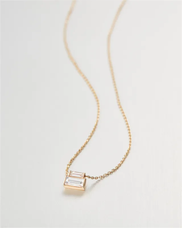 14K Gold Lab Grown Diamond Stacked Baguette Necklace - 0.30 CTW made by JENNY BIRD