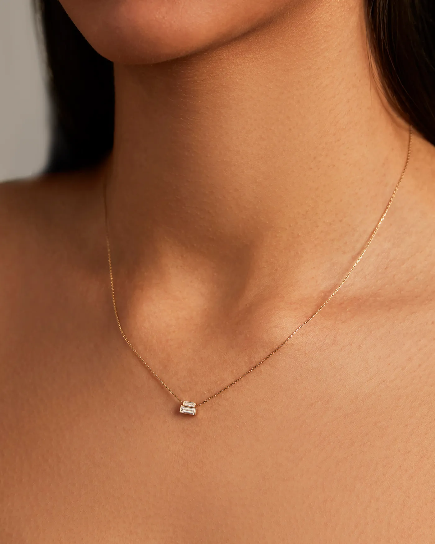 14K Gold Lab Grown Diamond Stacked Baguette Necklace - 0.30 CTW sold by JENNY BIRD product image thumbnail 2