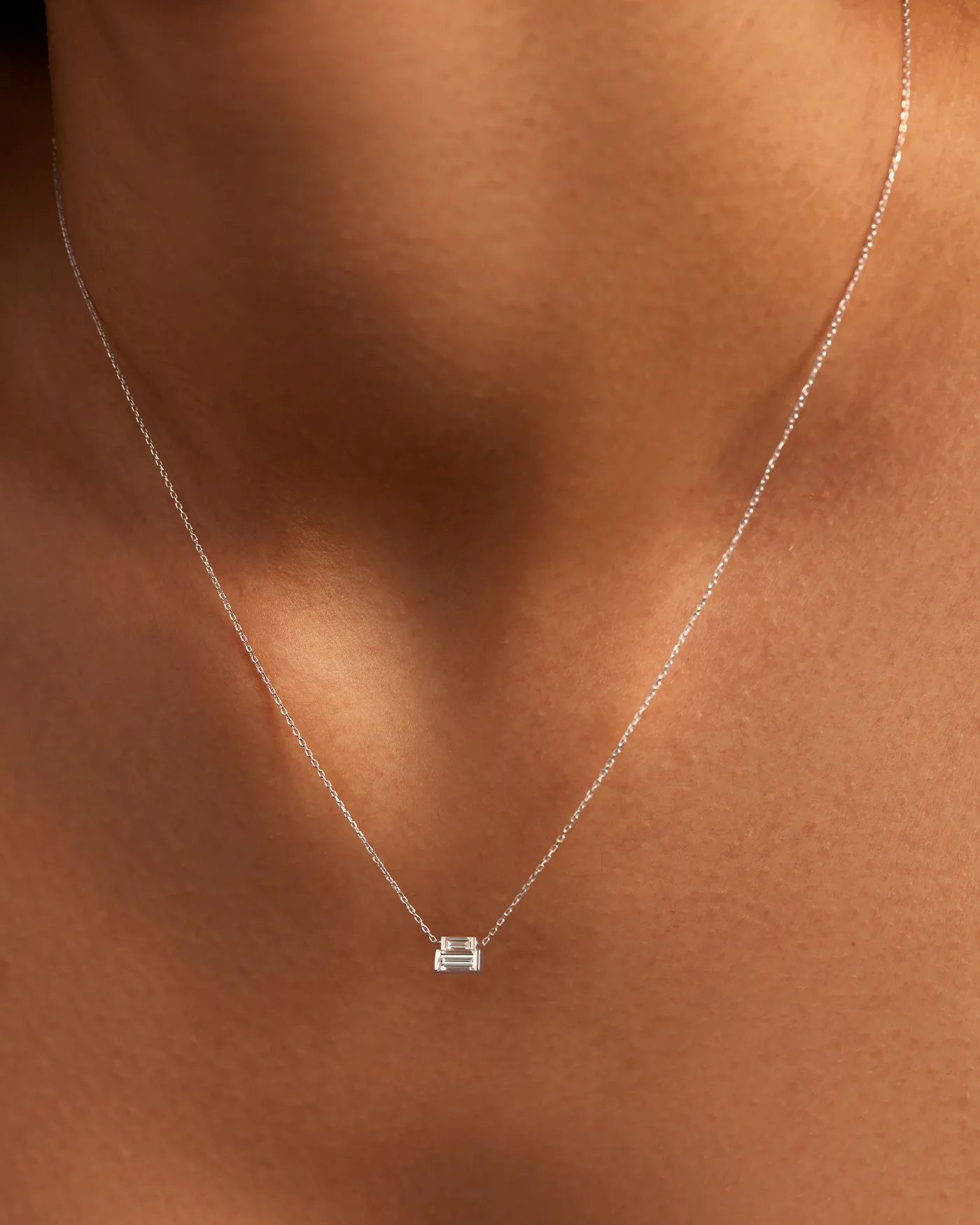 10K White Gold Lab Grown Diamond Stacked Baguette Necklace - 0.30 CTW sold by JENNY BIRD product image thumbnail 4