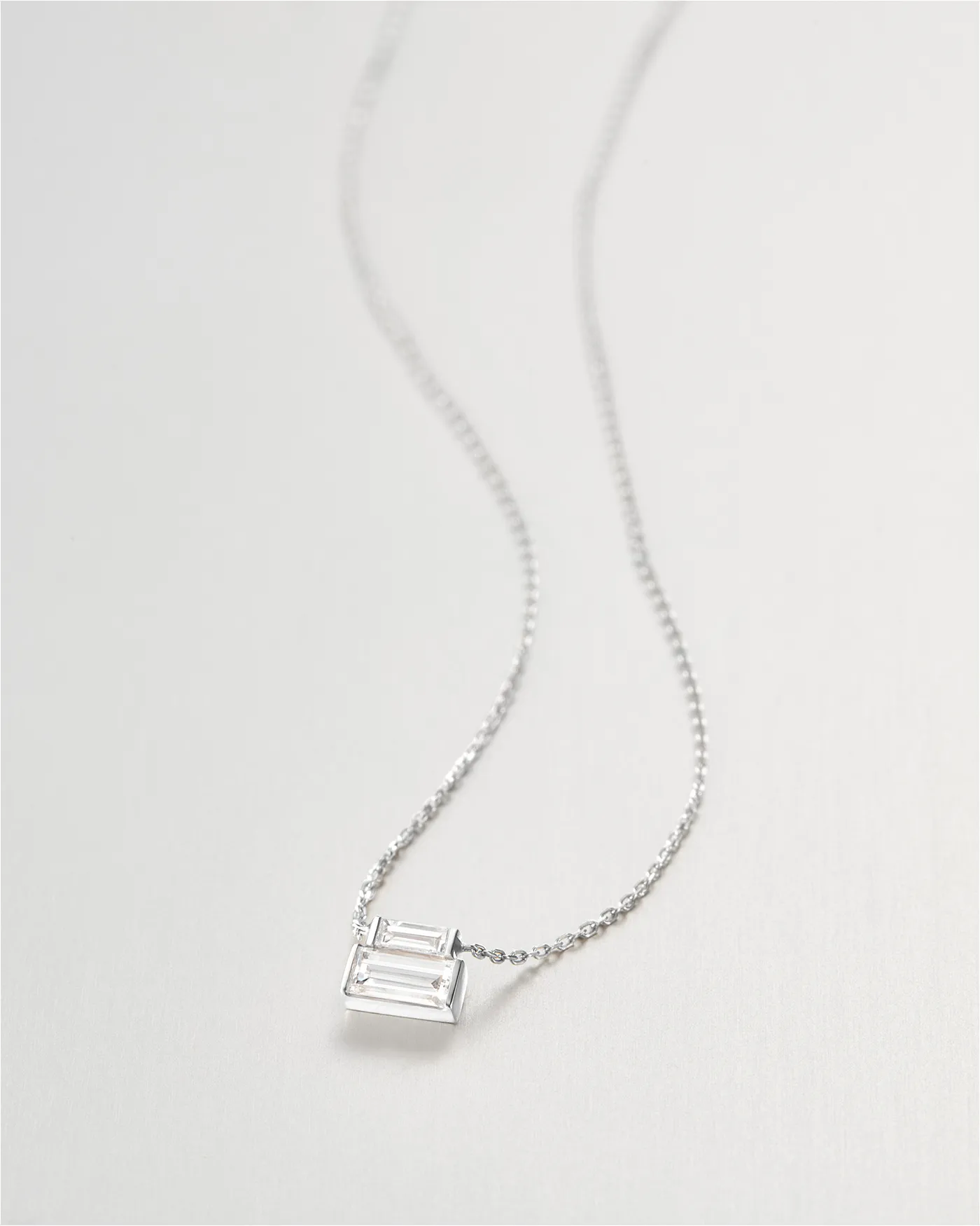 10K White Gold Lab Grown Diamond Stacked Baguette Necklace - 0.30 CTW sold by JENNY BIRD