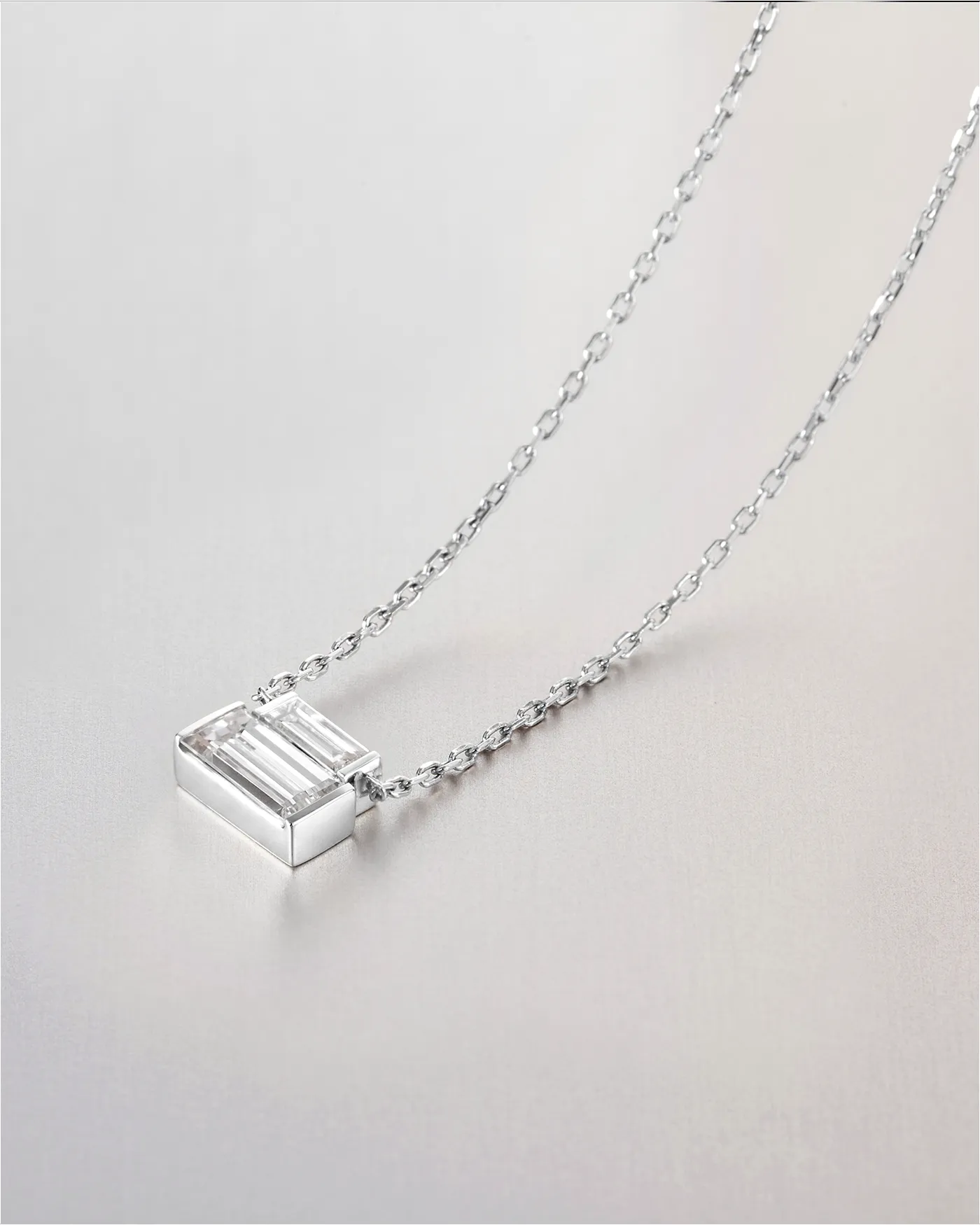 10K White Gold Lab Grown Diamond Stacked Baguette Necklace - 0.30 CTW sold by JENNY BIRD product image thumbnail 3