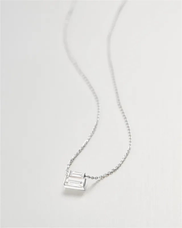 14K White Gold Lab Grown Diamond Stacked Baguette Necklace - 0.30 CTW made by JENNY BIRD