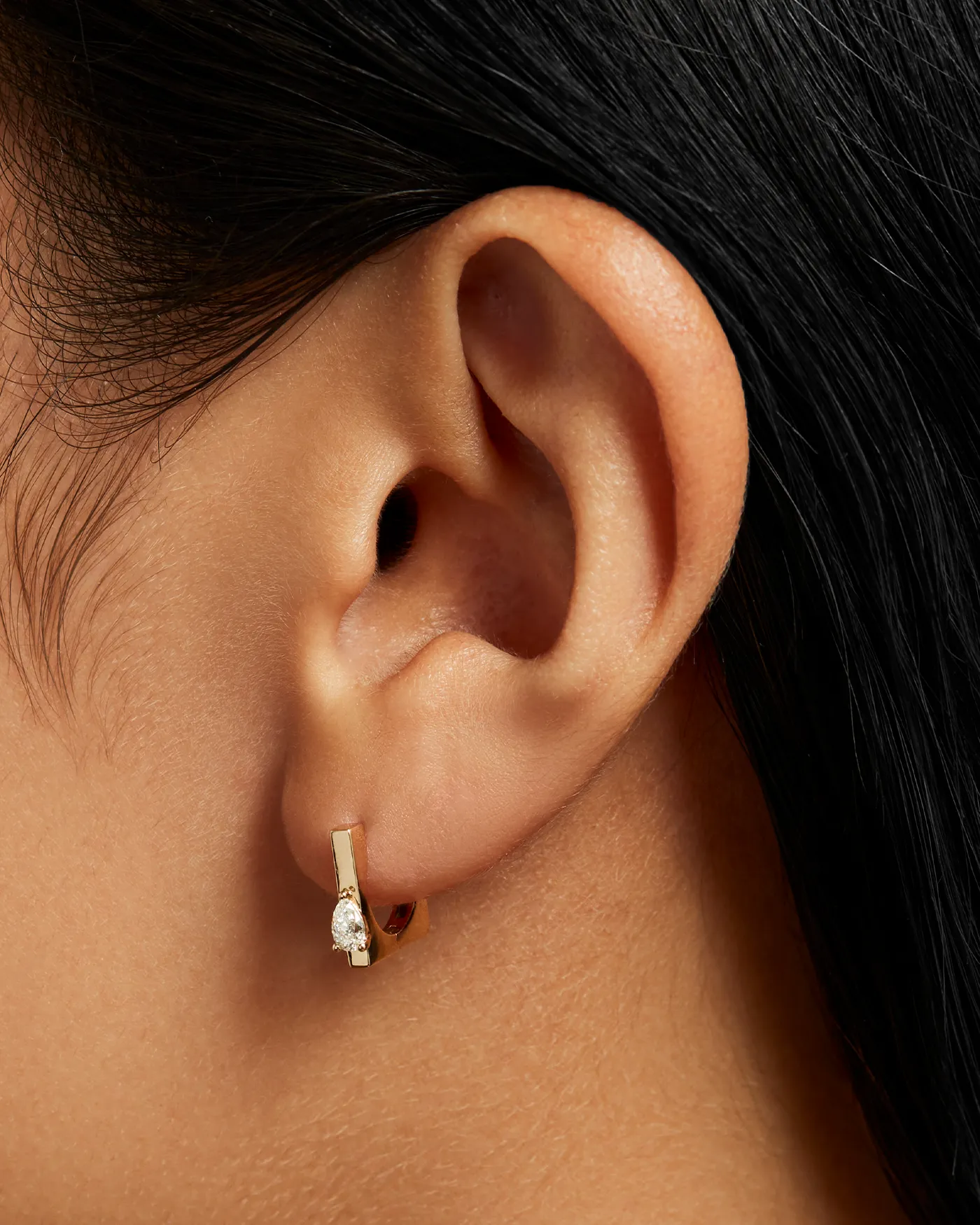 10K Pear Cut Diamond Huggie Earrings sold by JENNY BIRD product image thumbnail 2