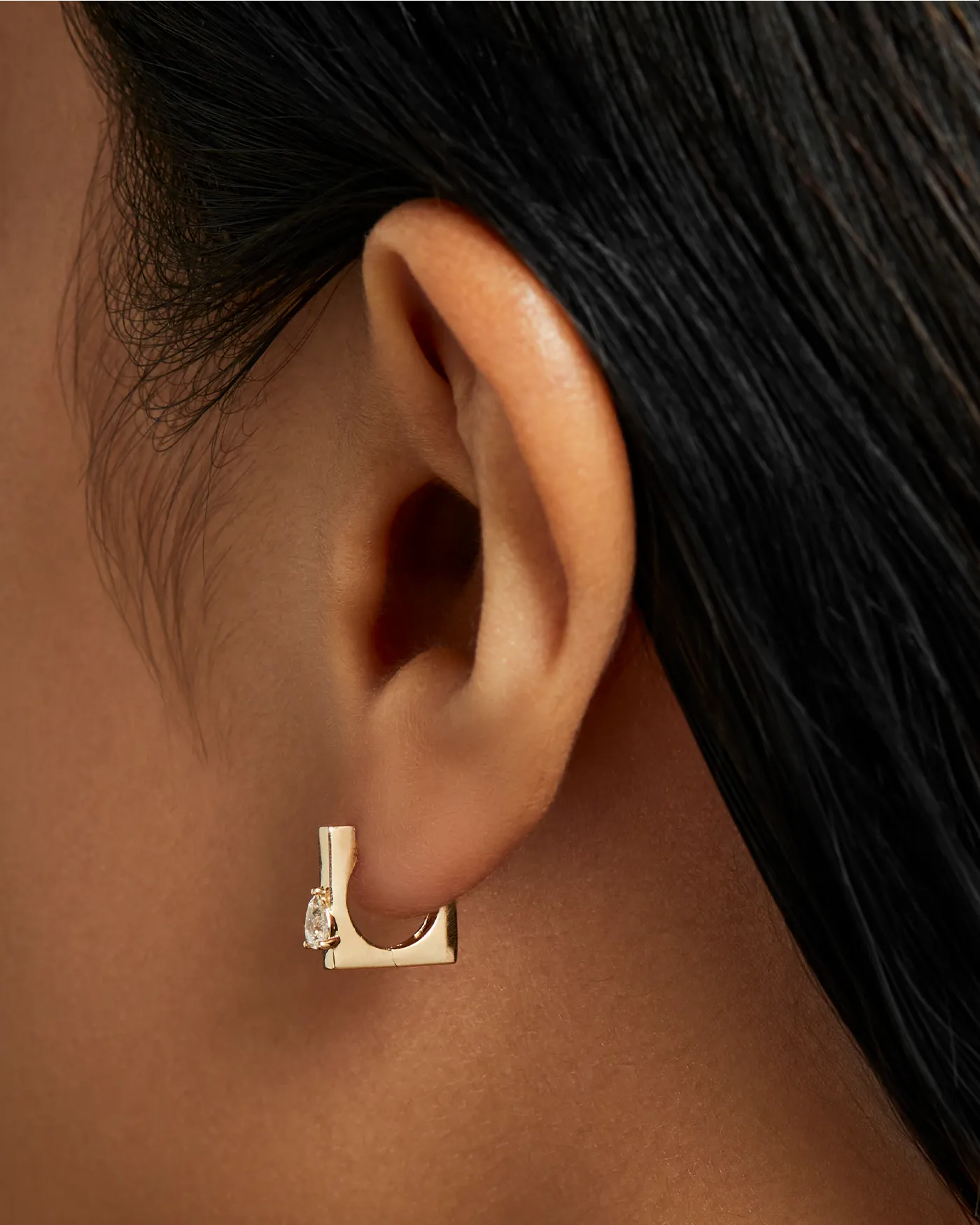 10K Pear Cut Diamond Huggie Earrings sold by JENNY BIRD product image thumbnail 4