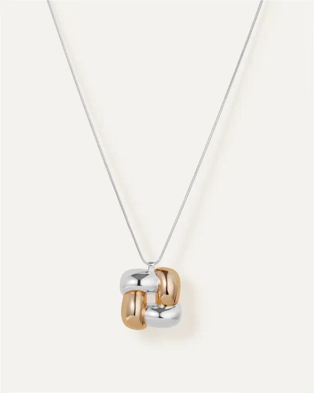 Woven Square Long Pendant Necklace made by JENNY BIRD