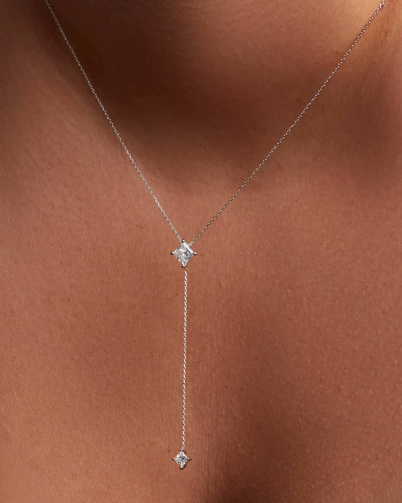 14K Princess Cut Double Diamond Lariat Necklace sold by JENNY BIRD product image thumbnail 4