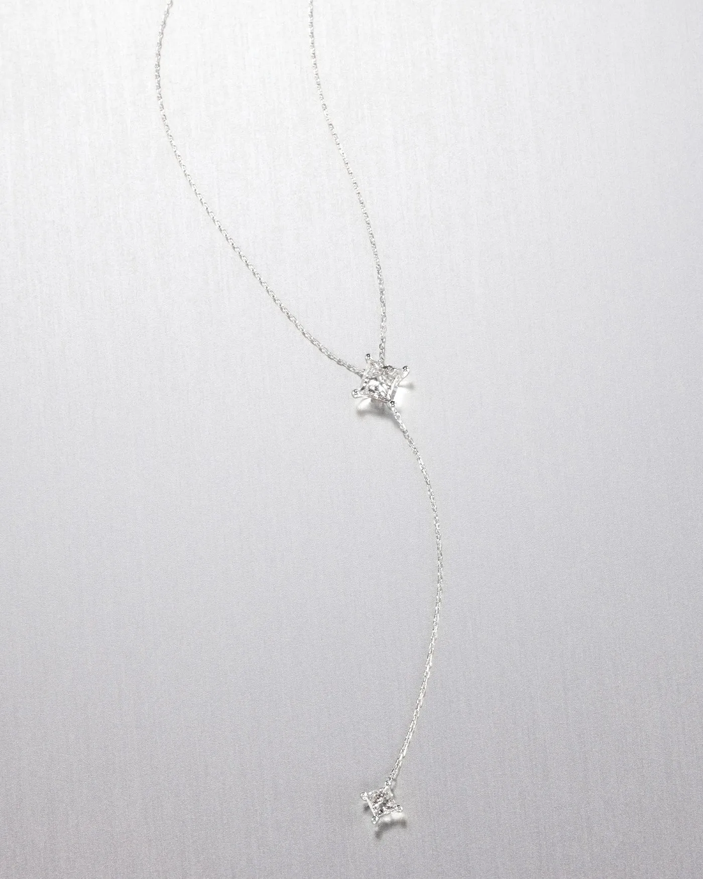 14K Princess Cut Double Diamond Lariat Necklace sold by JENNY BIRD