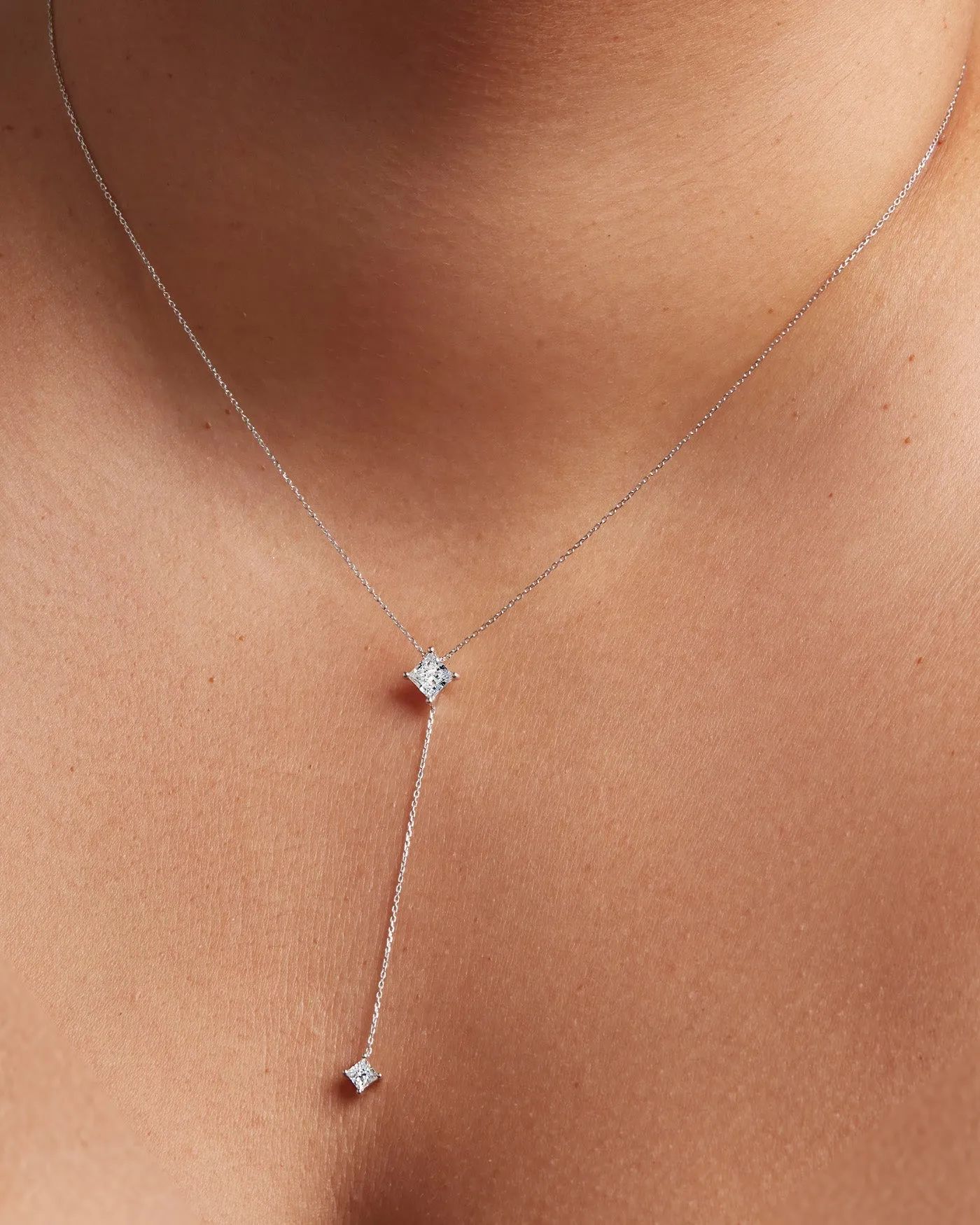 14K Princess Cut Double Diamond Lariat Necklace sold by JENNY BIRD product image thumbnail 2