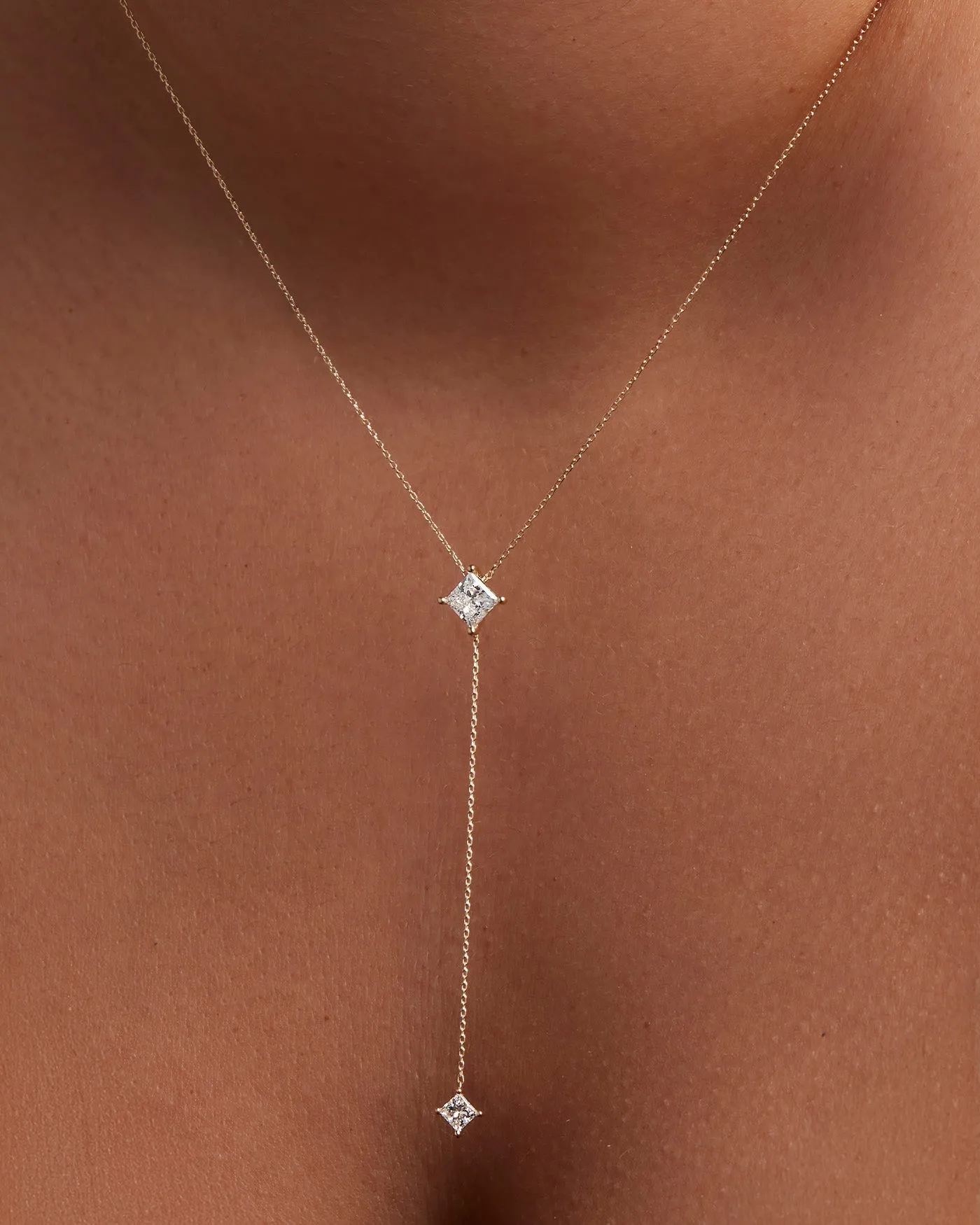14K Princess Cut Double Diamond Lariat Necklace sold by JENNY BIRD product image thumbnail 4