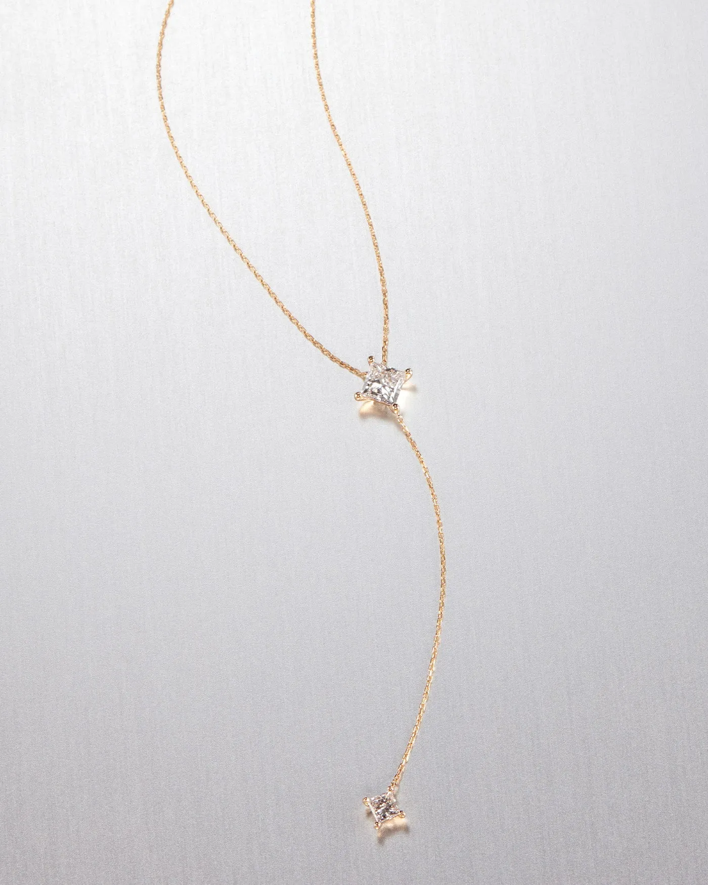 14K Princess Cut Double Diamond Lariat Necklace sold by JENNY BIRD