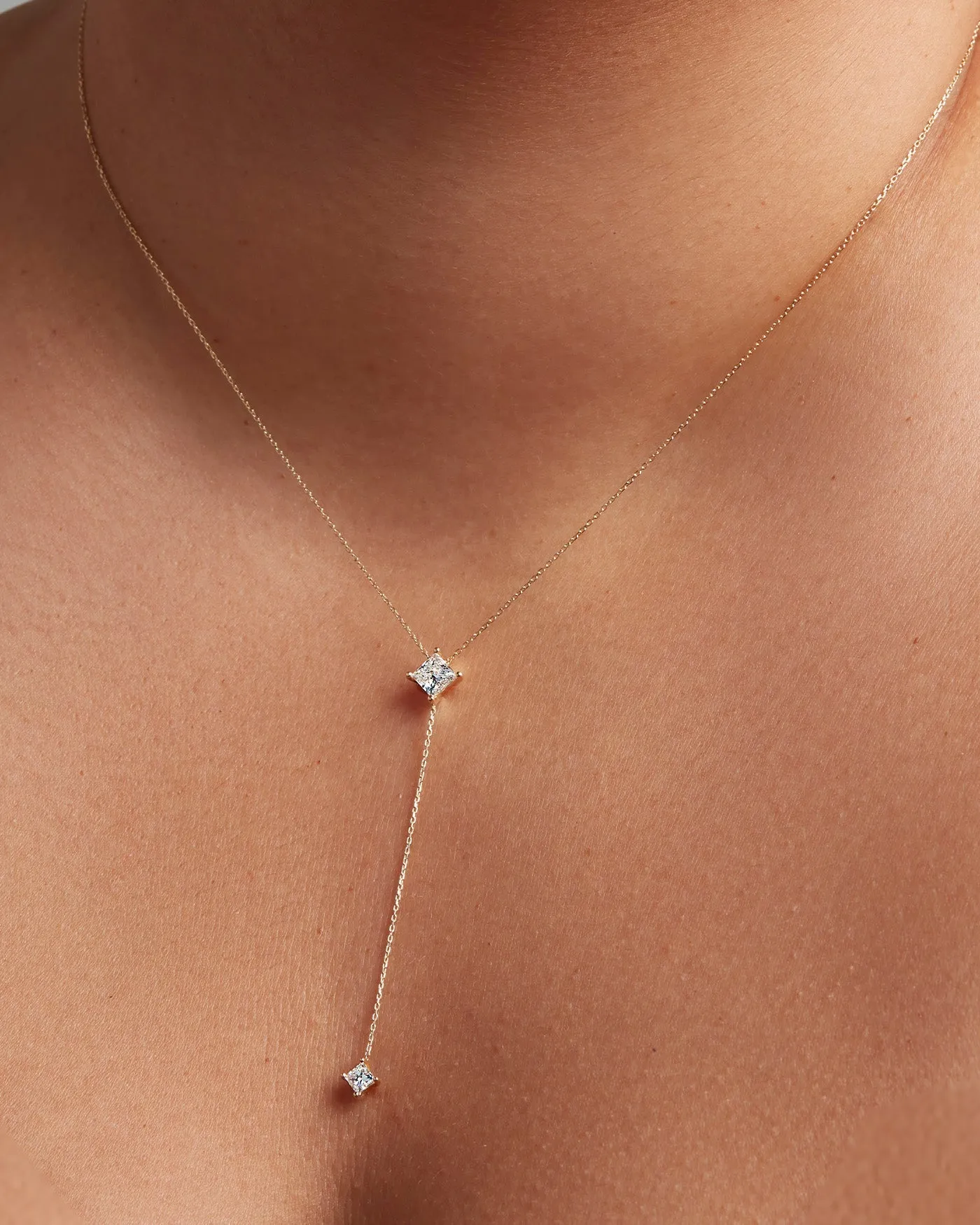 14K Princess Cut Double Diamond Lariat Necklace sold by JENNY BIRD product image thumbnail 2