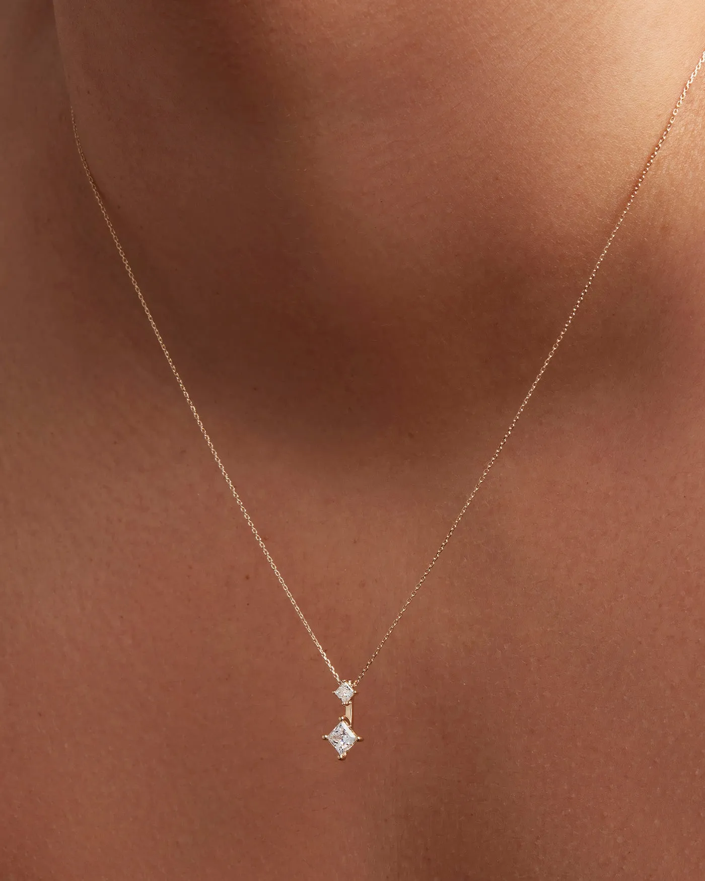 14K Princess Cut Double Diamond Pendant Necklace sold by JENNY BIRD product image thumbnail 4