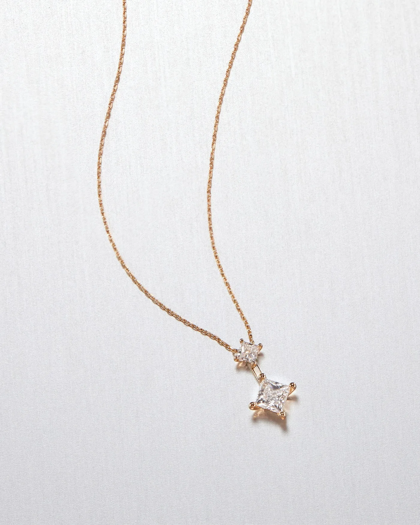 14K Princess Cut Double Diamond Pendant Necklace sold by JENNY BIRD