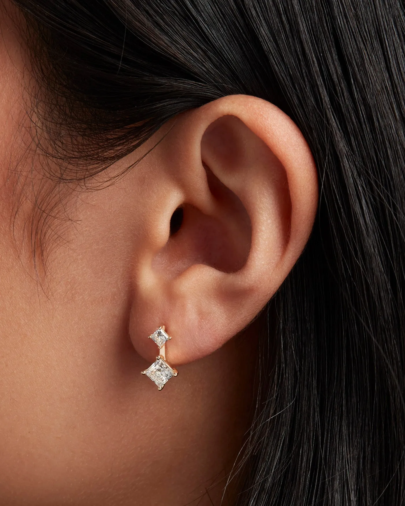 14K Princess Cut Double Diamond Drop Earrings sold by JENNY BIRD product image thumbnail 2