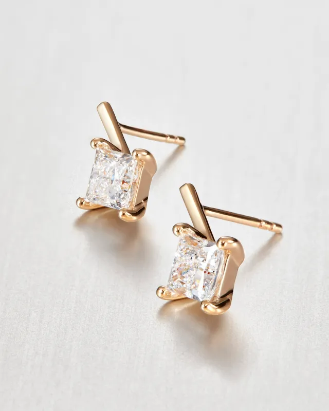14K Princess Cut Diamond Drop Earrings made by JENNY BIRD