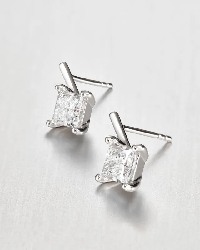 14K Princess Cut Diamond Drop Earrings made by JENNY BIRD