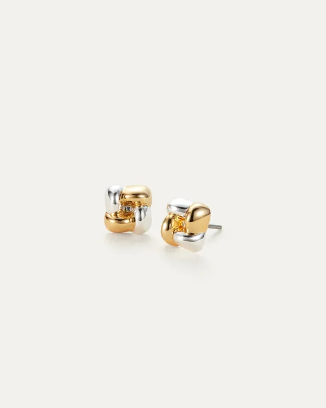 Mini Woven Square Earrings made by JENNY BIRD