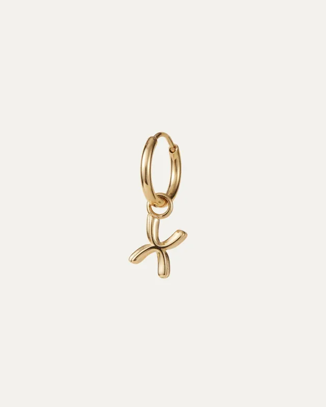 Single Monogram Huggie Earring - X sold by JENNY BIRD