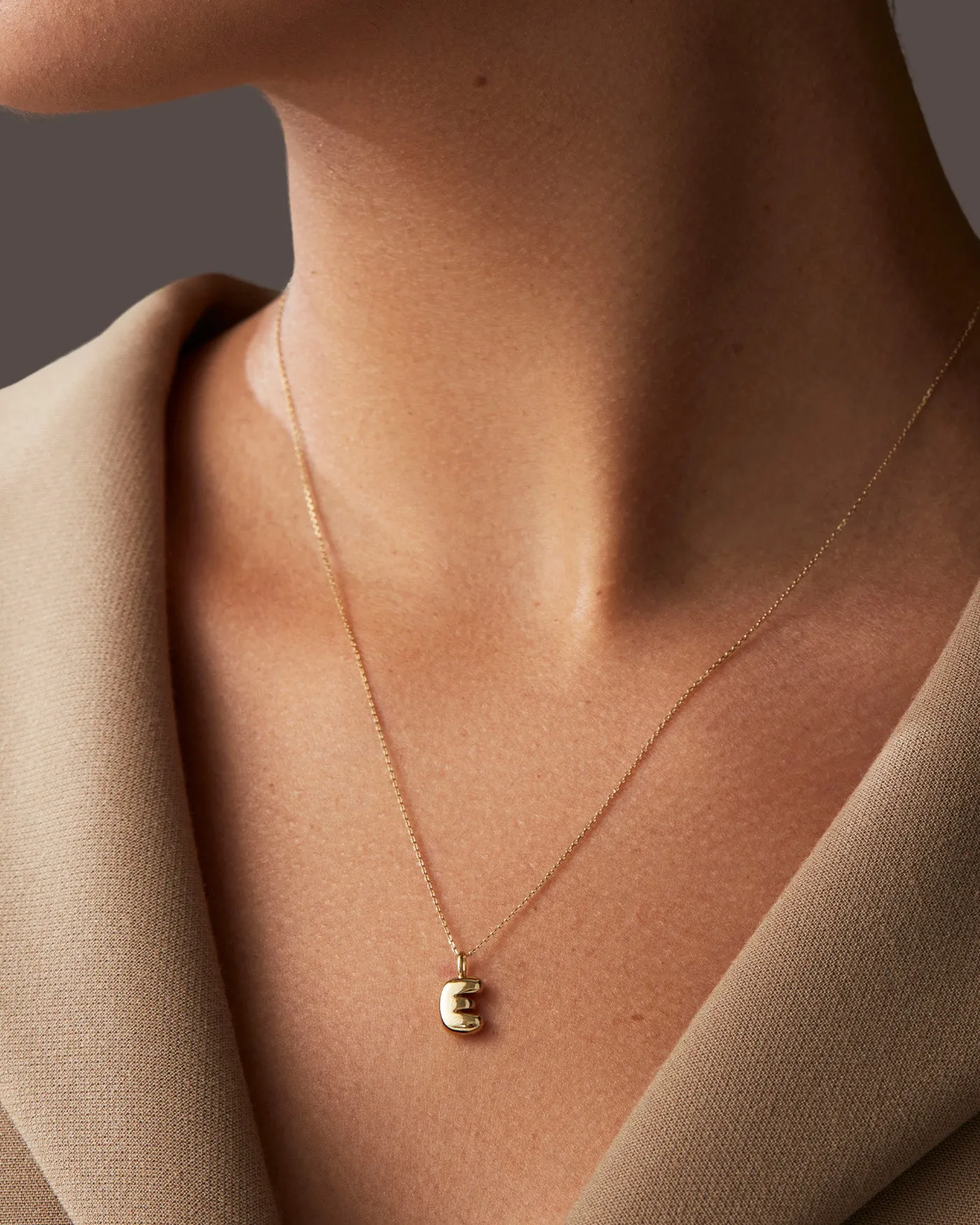 14K Gold Bubble Letter Necklace - E sold by JENNY BIRD product image thumbnail 2