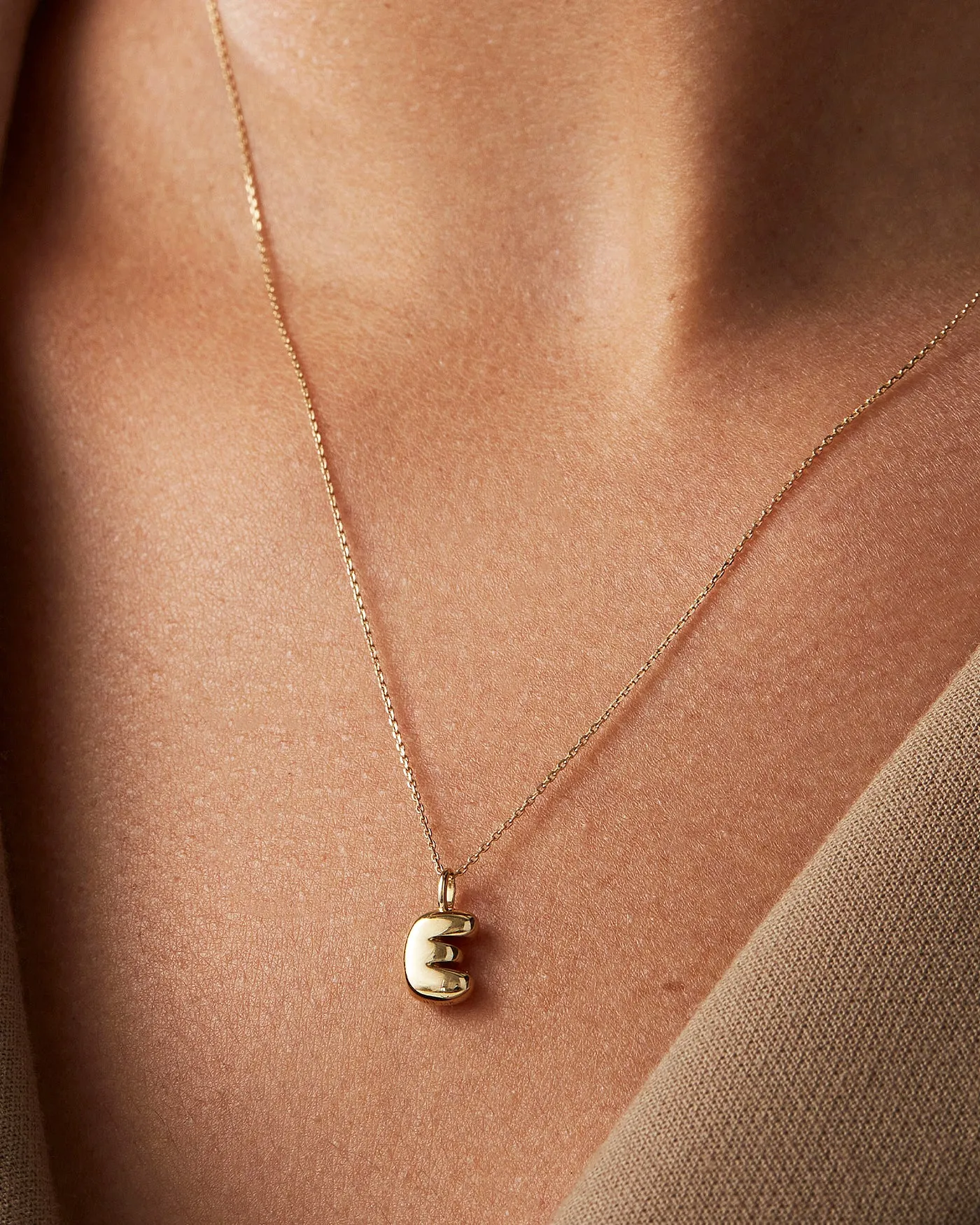 14K Gold Bubble Letter Necklace - E sold by JENNY BIRD product image thumbnail 4