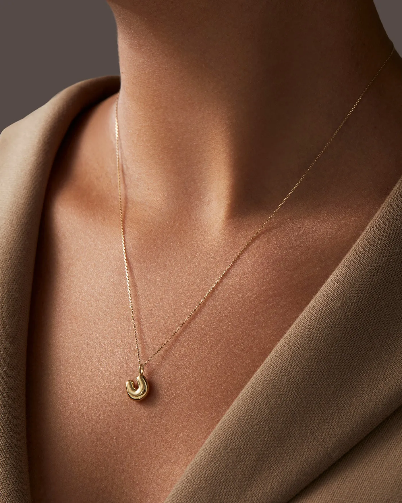 14K Gold Bubble Letter Necklace - U sold by JENNY BIRD product image thumbnail 2